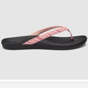 🆕OluKai Ho’opio leather pink clay stripe sandal/flip flop